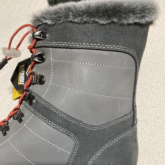 Khombu NWT Janet Winter Boots Gray Cinch Closure Faux Fur Memory Foam Size 8W - Picture 14 of 14